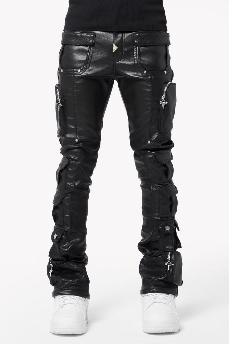 GUAPI JEANS (Obsidian Black Cargo Leather Pant)