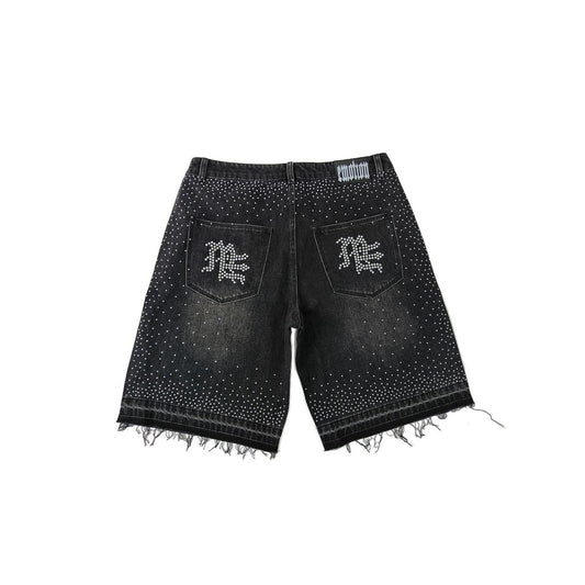 Mixed Emotions Black “ME” Rhinestone Denim Shorts