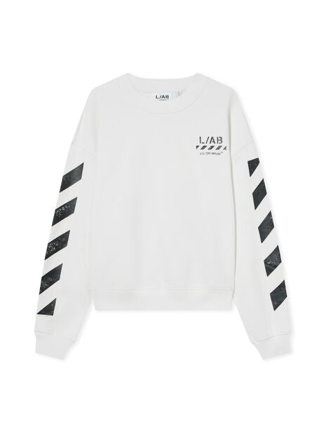 L/AB OFF-WHITE Diag Crewneck Sweatshirt - White