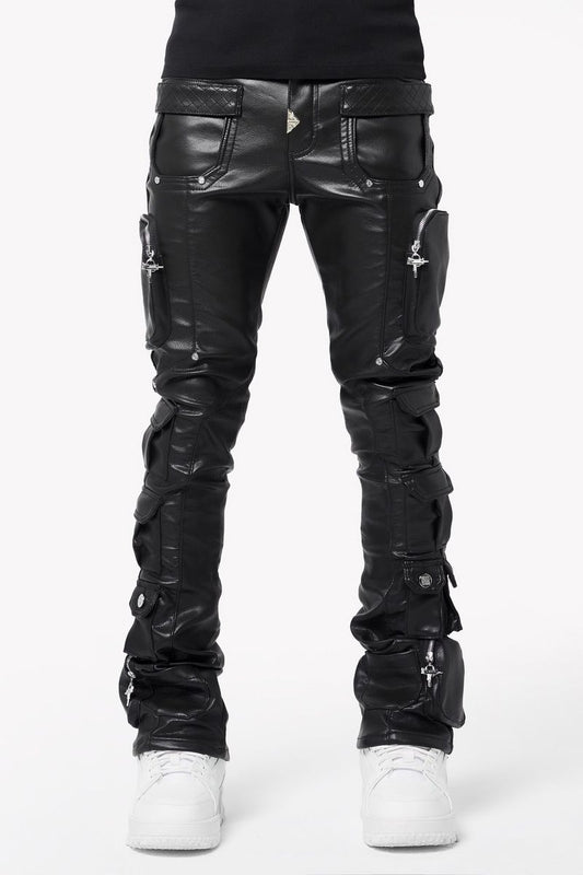 Guapi Jeans (Obsidian-Black-Cargo-Leather-Pant)