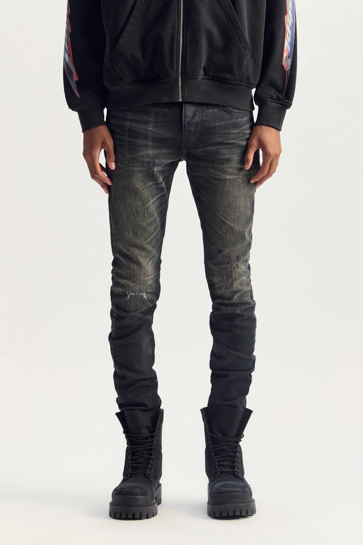 PURPLE JEANS P001 BLACK COATED WASHED BLACK
