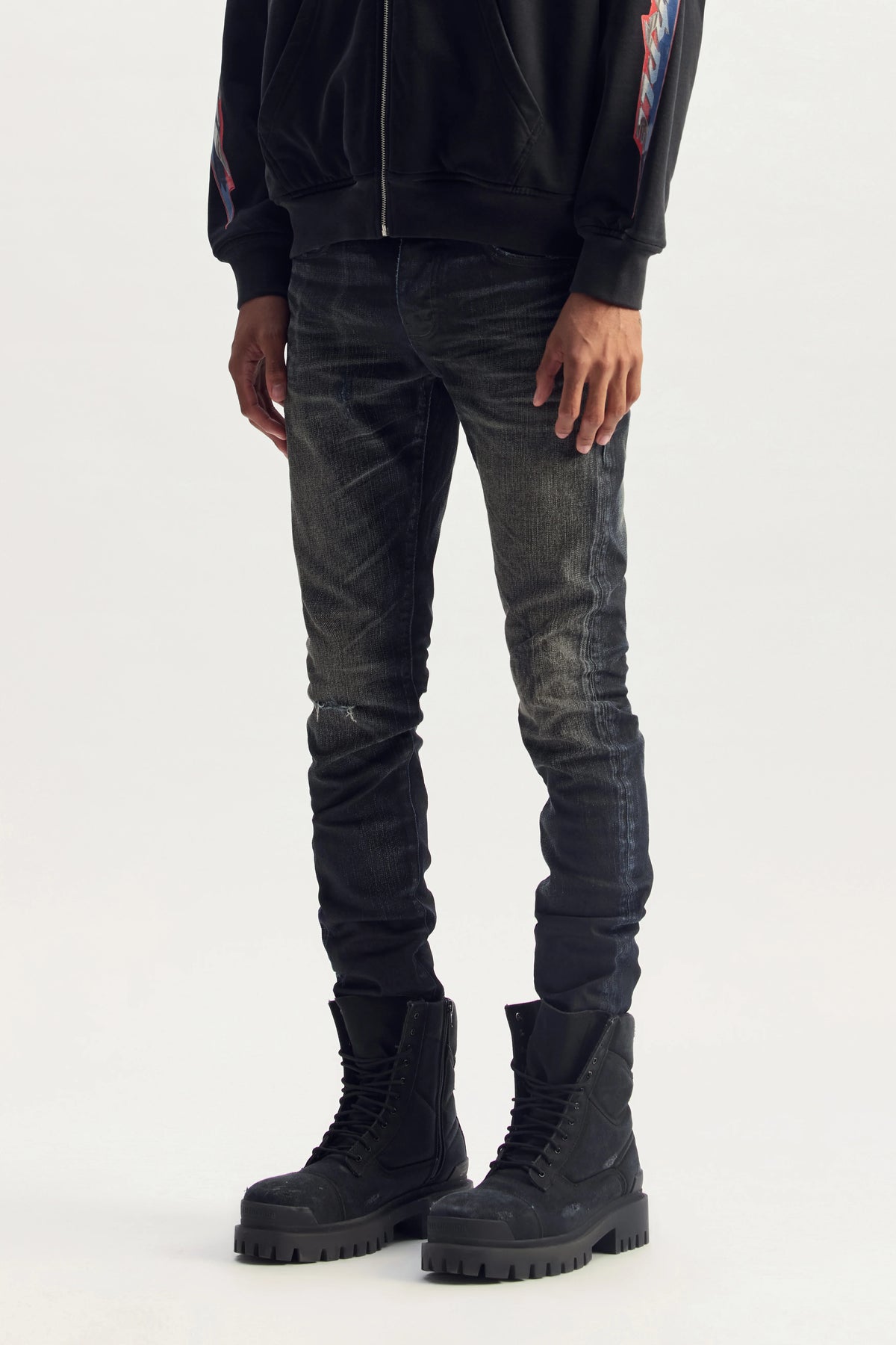 PURPLE JEANS P001 BLACK COATED WASHED BLACK