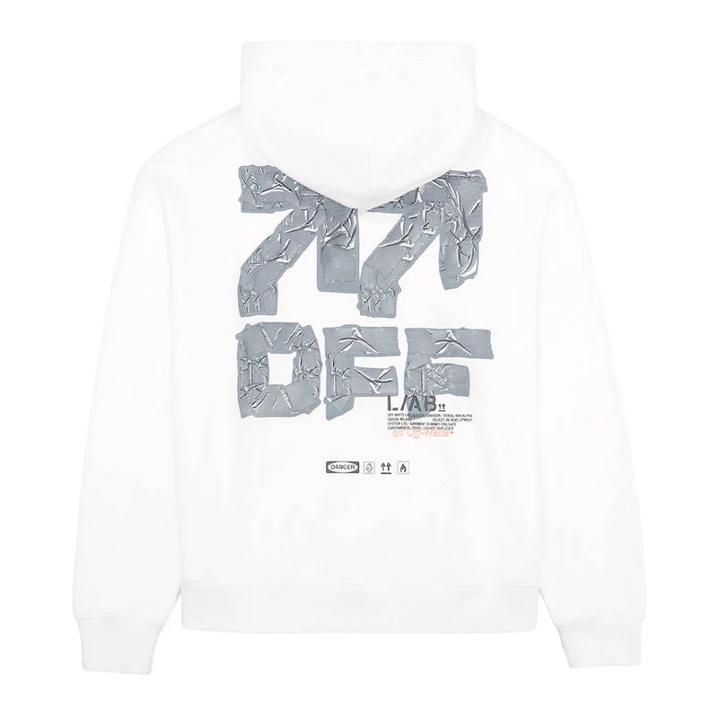 L/AB Off-White Off Active Duct Tape Hoodie - White