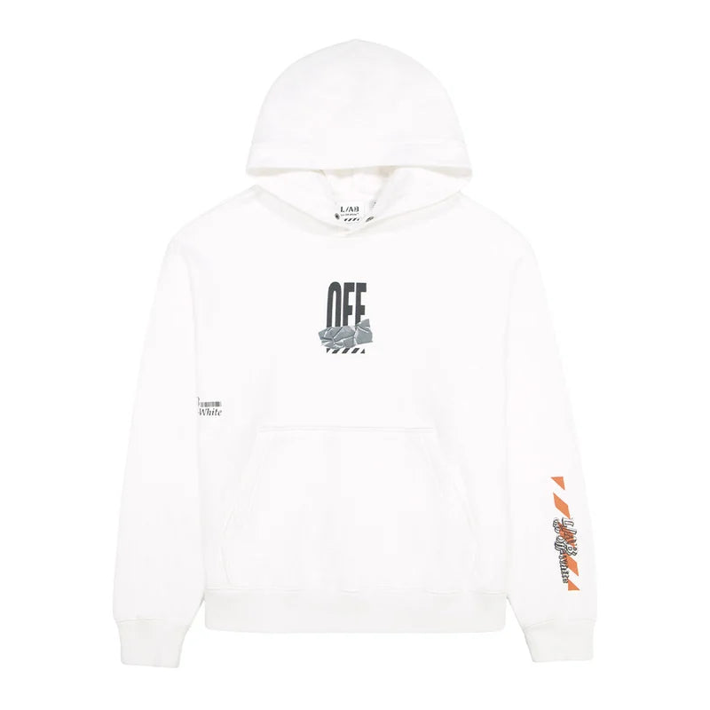 L/AB Off-White Off Active Duct Tape Hoodie - White