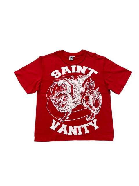 RED SAINT VANITY WHITE LOGO TEE