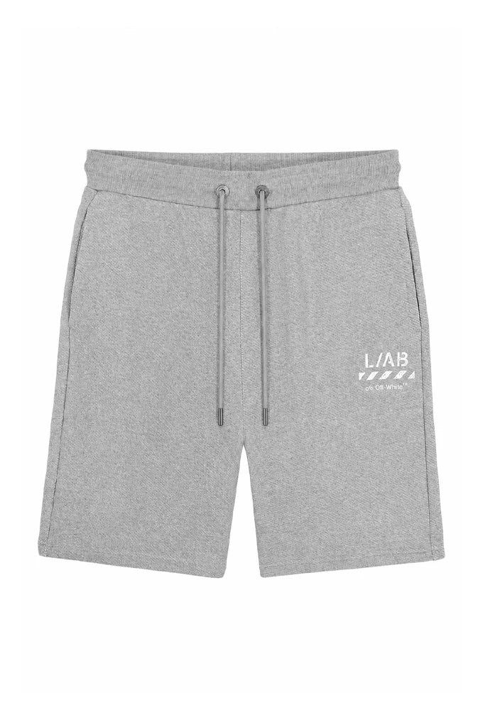 L/AB Off-White Diagonal Open Hem Jogger Shorts