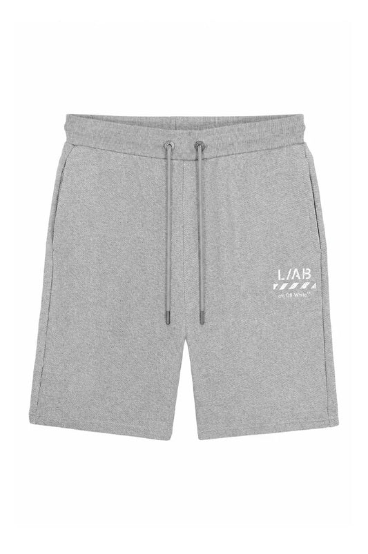 L/AB Off-White Diagonal Open Hem Jogger Shorts